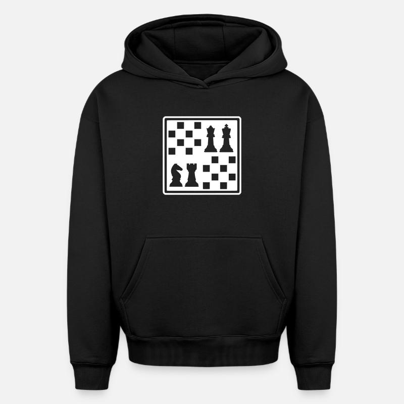 Échecs - Sweat à capuche unisexe oversize épais SPREAD - noir