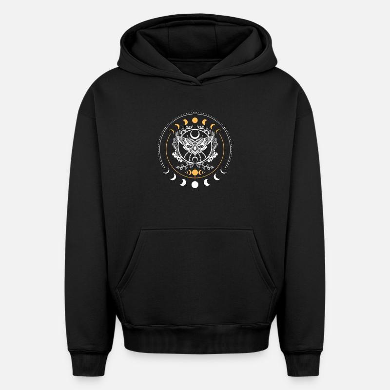 Mandala du Papillon Céleste - Sweat à capuche unisexe oversize épais SPREAD - noir