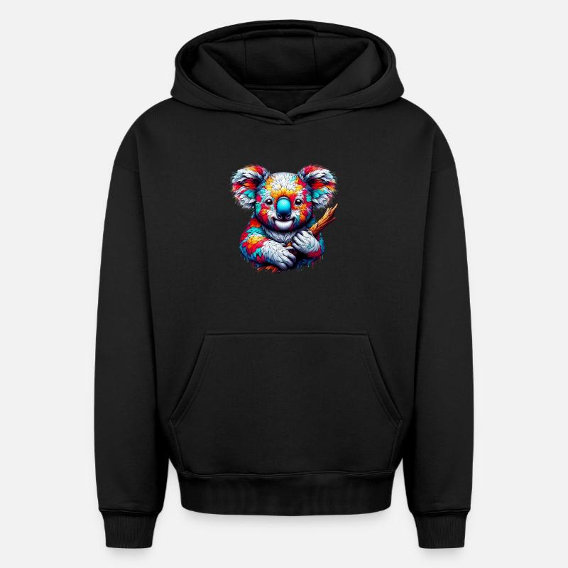 Koala - Sweat à capuche unisexe oversize épais SPREAD - noir