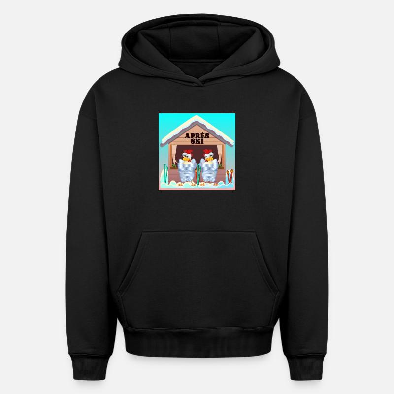 APRÈS SKI - POULET D’HIVER VOLAILLE - Sweat à capuche unisexe oversize épais SPREAD - noir