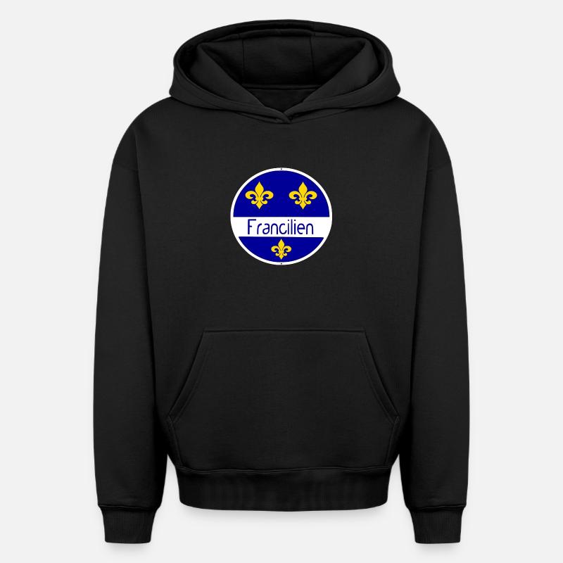 Francilien - Sweat à capuche unisexe oversize épais SPREAD - noir