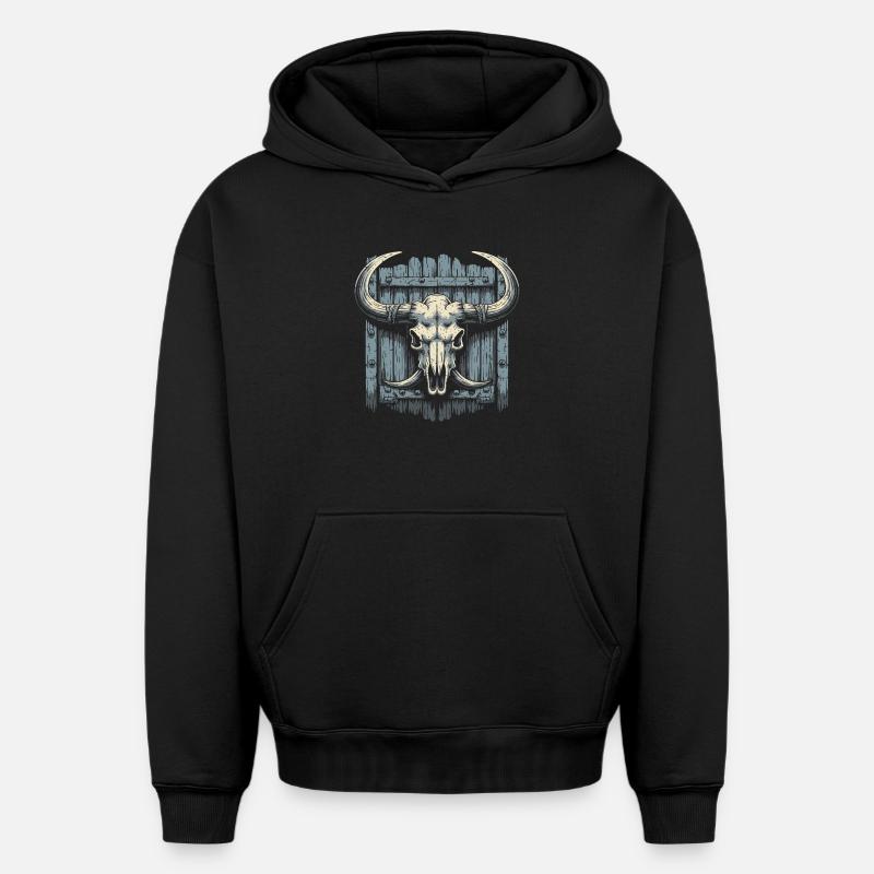 Crâne de bison - Sweat à capuche unisexe oversize épais SPREAD - noir