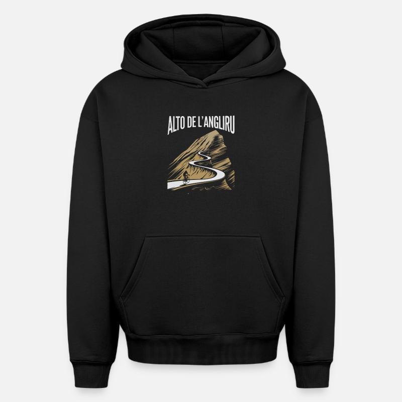 Montée de l’Alto de L’Angliru - Sweat à capuche unisexe oversize épais SPREAD - noir