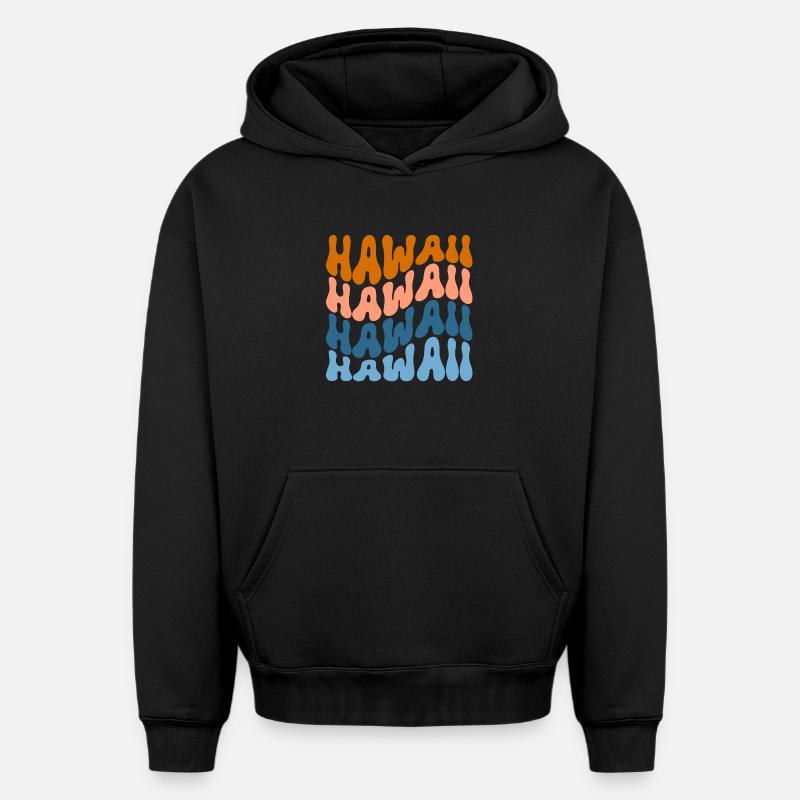 Hawaï - Sweat à capuche unisexe oversize épais SPREAD - noir