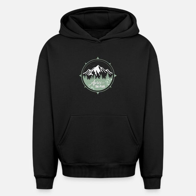Ski Kompas - Sweat à capuche unisexe oversize épais SPREAD - noir