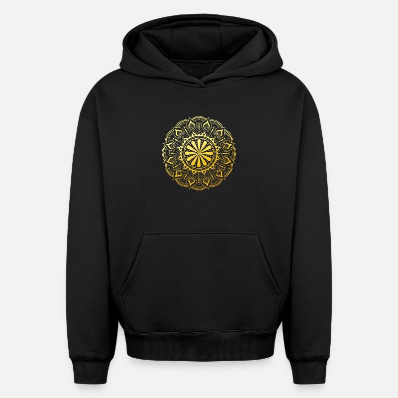 Mandala - Sweat à capuche unisexe oversize épais SPREAD - noir