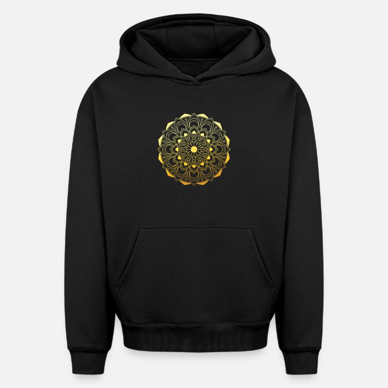 Mandala - Sweat à capuche unisexe oversize épais SPREAD - noir