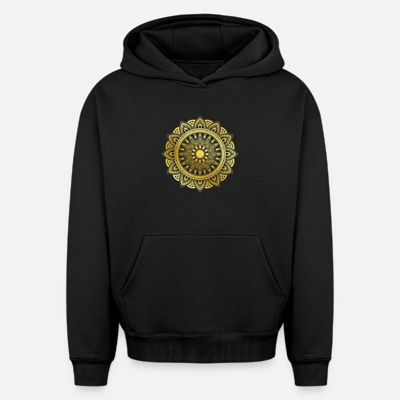 Mandala - Sweat à capuche unisexe oversize épais SPREAD - noir