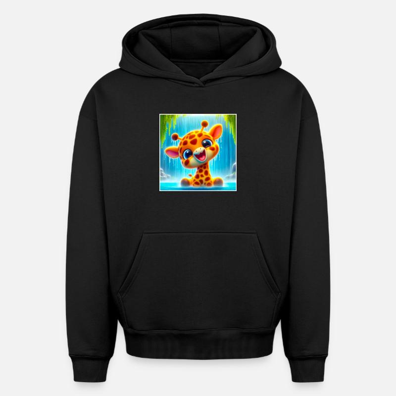 Girafe - Sweat à capuche unisexe oversize épais SPREAD - noir