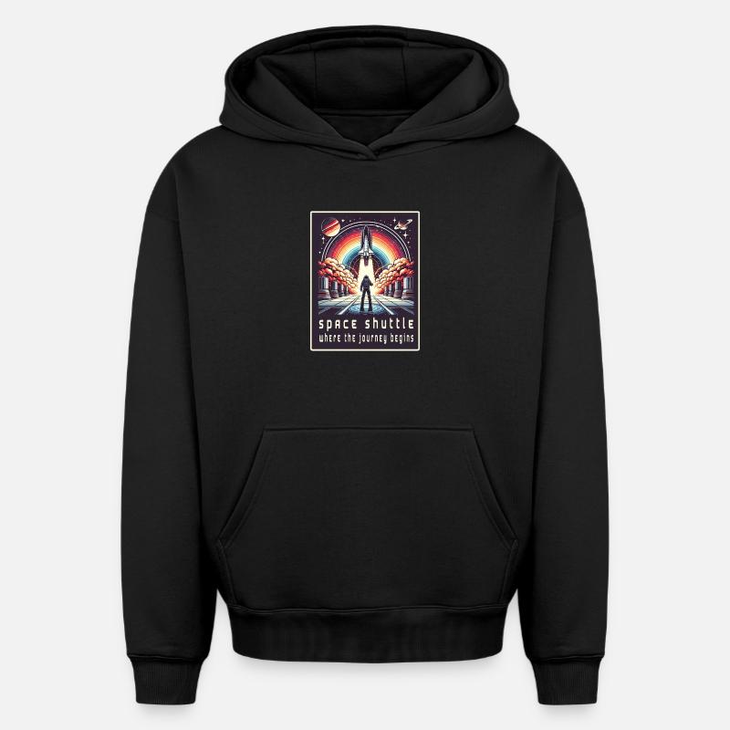 Navette spatiale - Le voyage commence - Sweat à capuche unisexe oversize épais SPREAD - noir