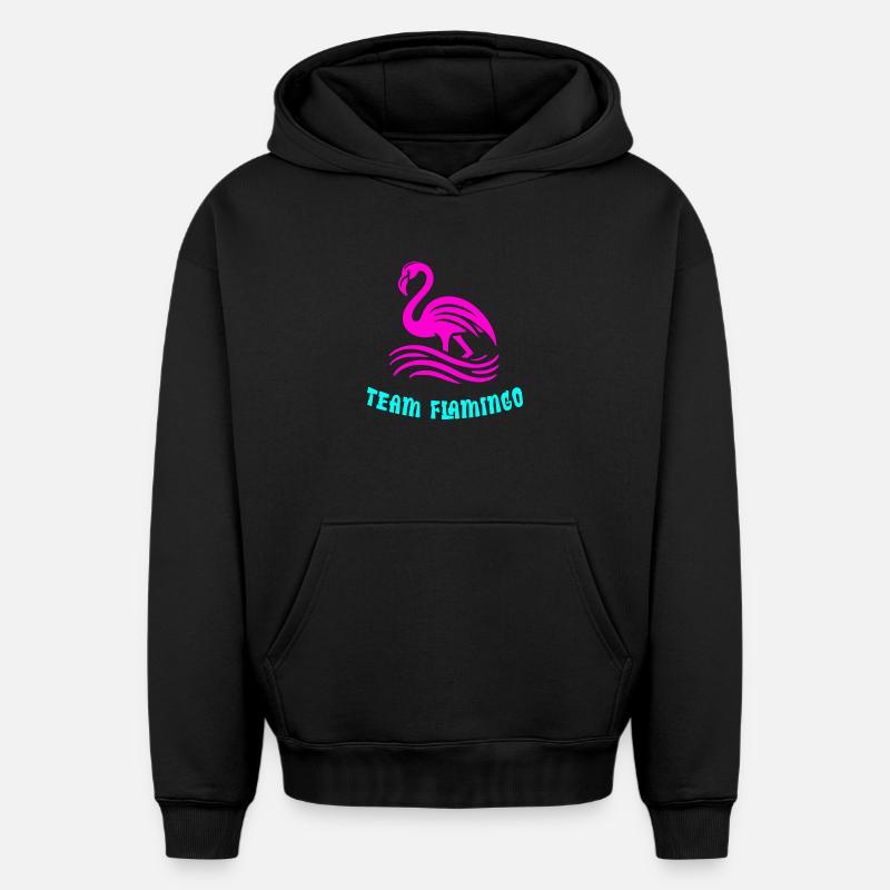 L’équipe Flamingo - Sweat à capuche unisexe oversize épais SPREAD - noir