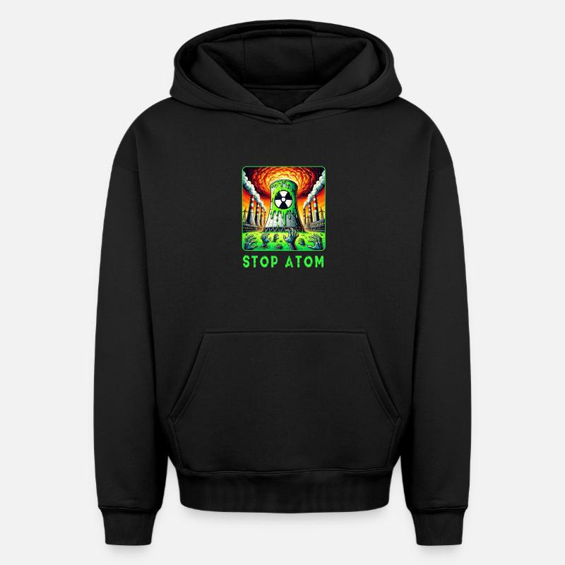 Stop Atom – Radioactif - Sweat à capuche unisexe oversize épais SPREAD - noir