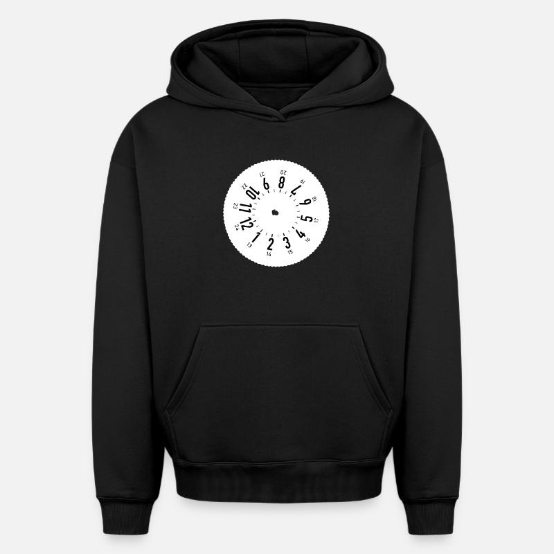 Tachygraphe 24h/24 et 7j/7 - Sweat à capuche unisexe oversize épais SPREAD - noir
