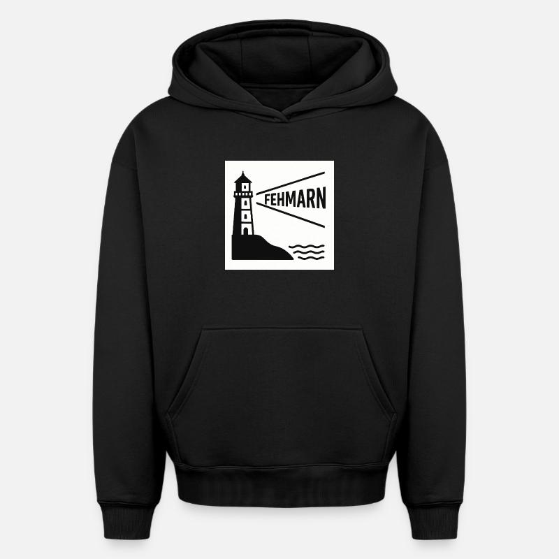 Fehmarn - Sweat à capuche unisexe oversize épais SPREAD - noir
