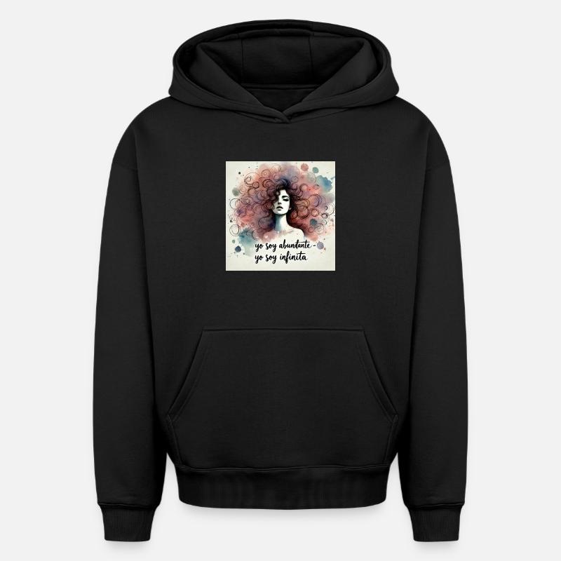 Infinita par Neus - Sweat à capuche unisexe oversize épais SPREAD - noir