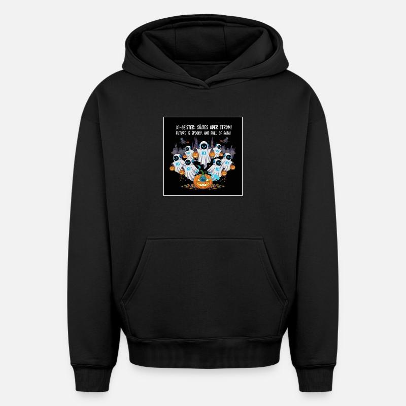 AI Ghosts : Trick or Stream ! - Sweat à capuche unisexe oversize épais SPREAD - noir