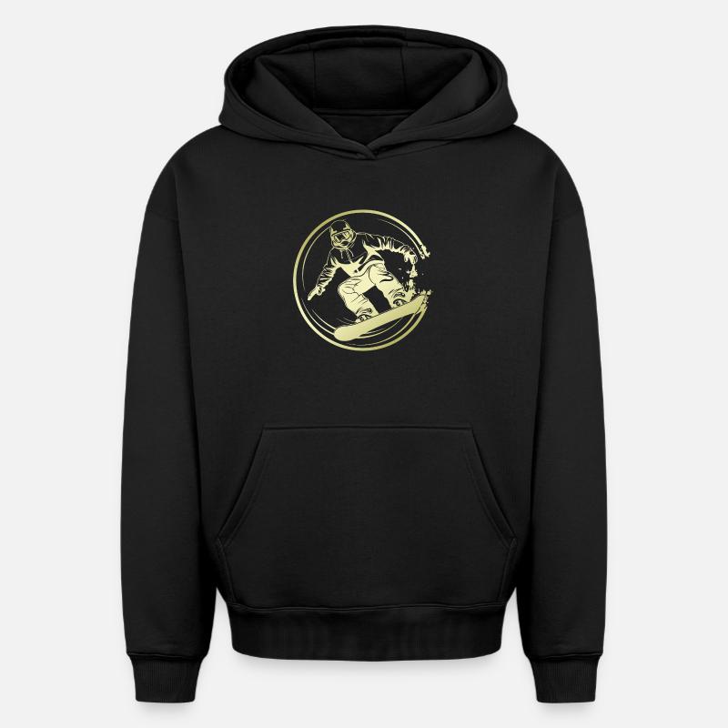 Snowboarder Silhouette - Sweat à capuche unisexe oversize épais SPREAD - noir