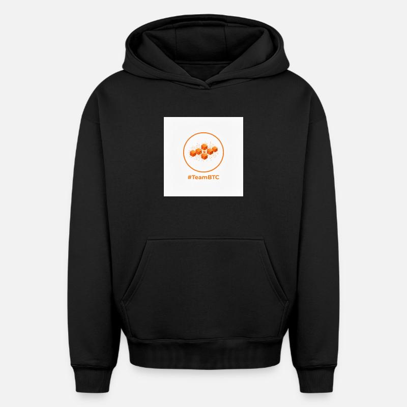 TeamBTC Blockchain Cubes - Sweat à capuche unisexe oversize épais SPREAD - noir