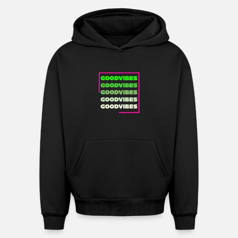 Ondes positives - Sweat à capuche unisexe oversize épais SPREAD - noir