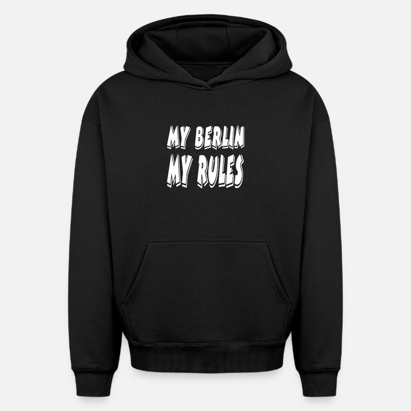 Berlin - Sweat à capuche unisexe oversize épais SPREAD - noir