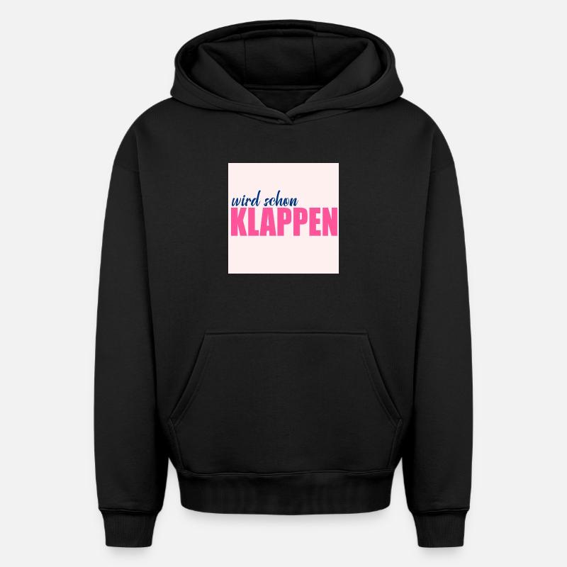 Va travailler Optimisme - Sweat à capuche unisexe oversize épais SPREAD - noir