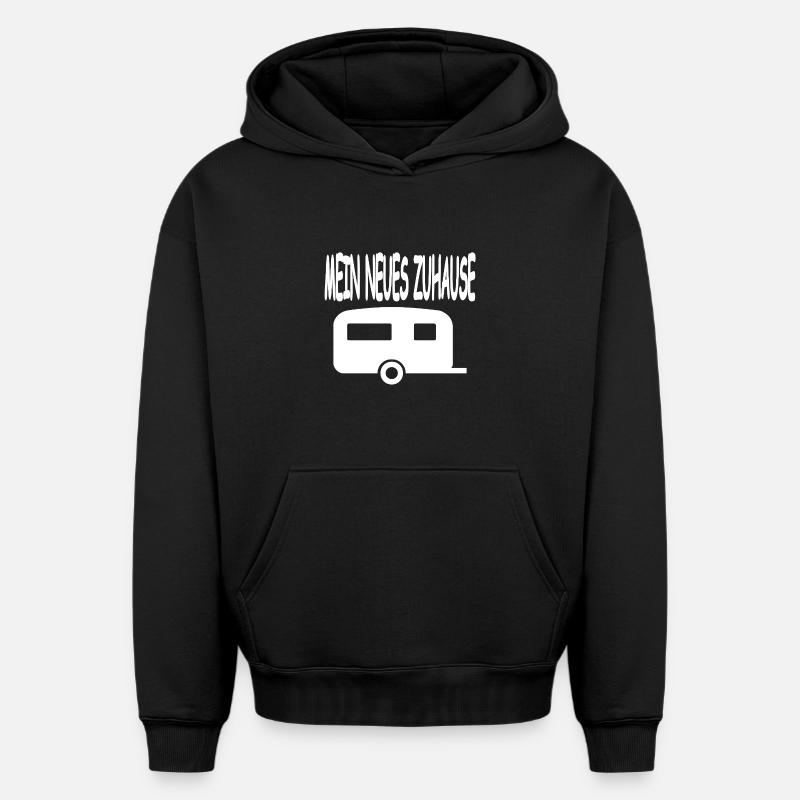 Camping - Sweat à capuche unisexe oversize épais SPREAD - noir