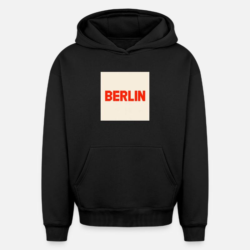 Berlin Texte en gras - Sweat à capuche unisexe oversize épais SPREAD - noir