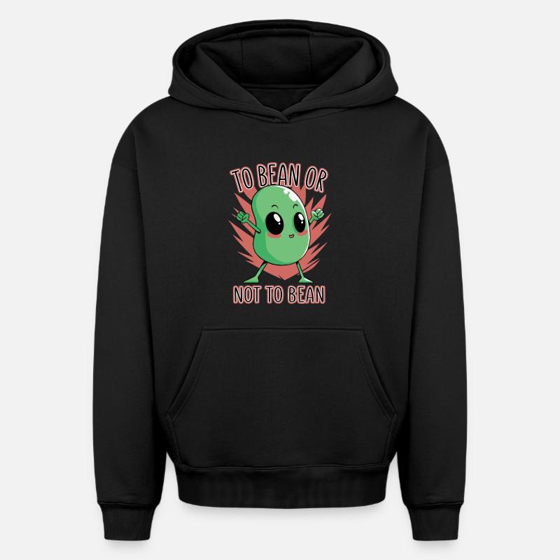 Bohne oder nicht Bohne - Oversized Heavyweight Unisex Hoodie - Schwarz