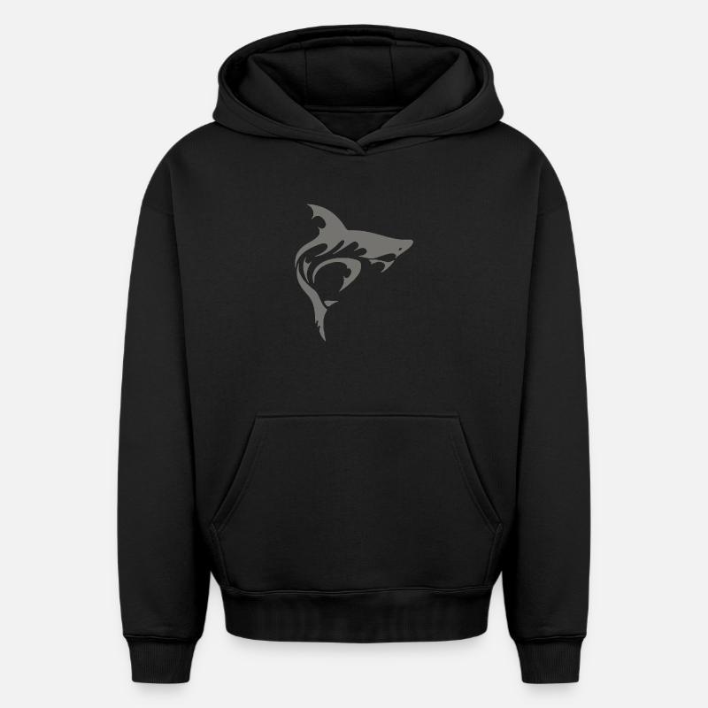 Requin - Sweat à capuche unisexe oversize épais SPREAD - noir