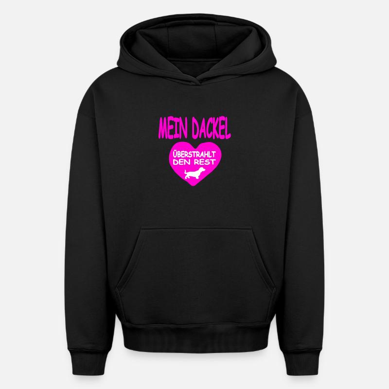 Teckel - Sweat à capuche unisexe oversize épais SPREAD - noir