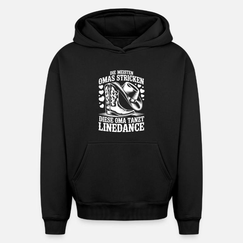 Grand-mère Dancing LineDance - Sweat à capuche unisexe oversize épais SPREAD - noir
