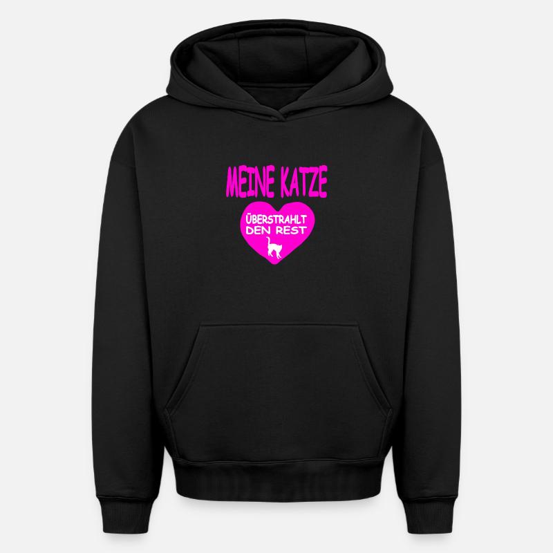 félin - Sweat à capuche unisexe oversize épais SPREAD - noir