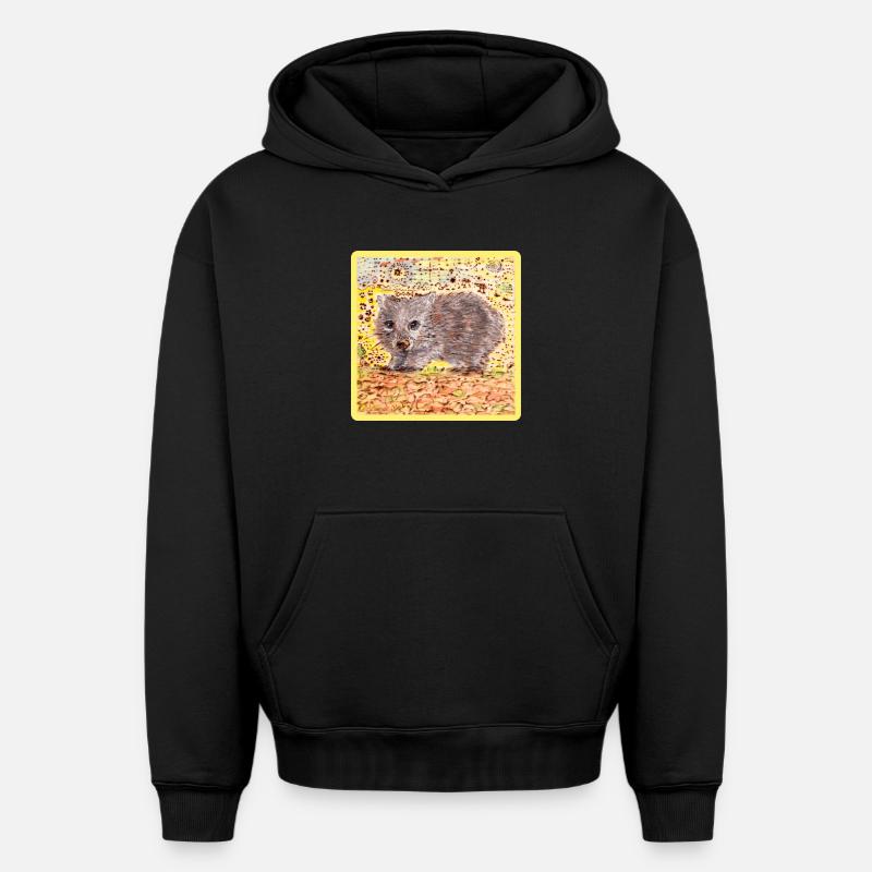 Wombat - Sweat à capuche unisexe oversize épais SPREAD - noir