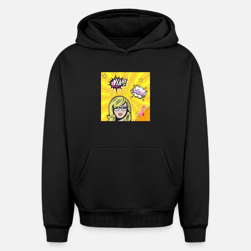 Pop art wow - Sweat à capuche unisexe oversize épais SPREAD - noir