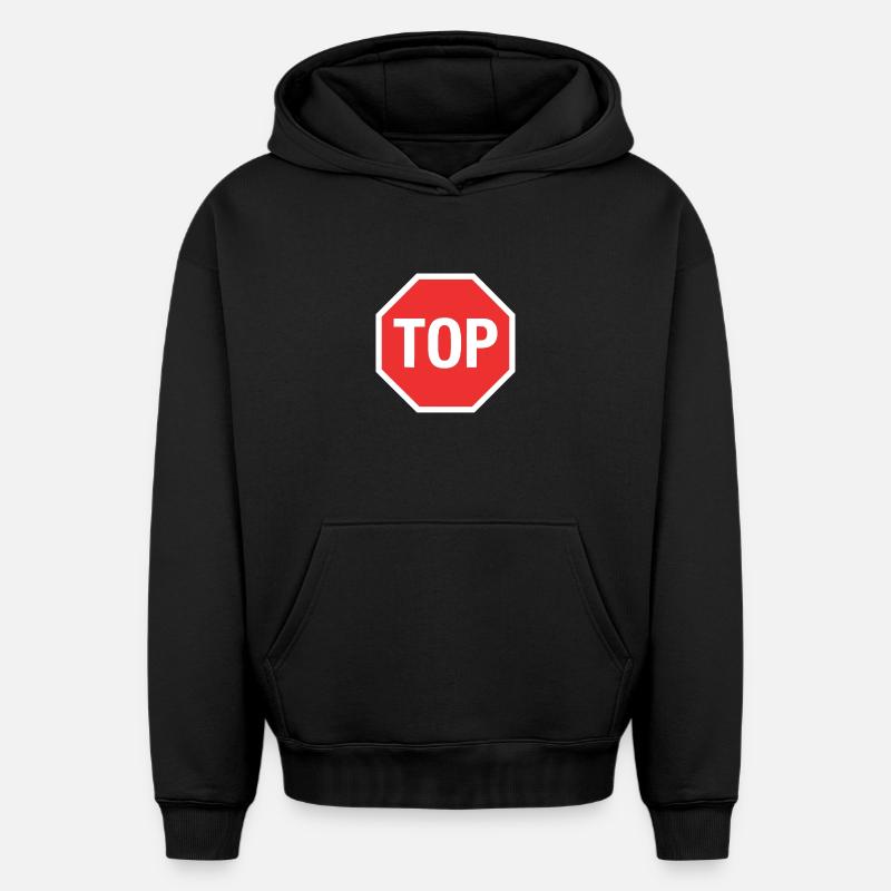 TOP ! (stop) - Sweat à capuche unisexe oversize épais SPREAD - noir