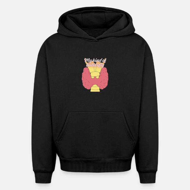 Mon art Papillon - Sweat à capuche unisexe oversize épais SPREAD - noir