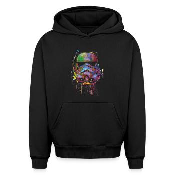 Star Wars Sturmtruppen Helm Painted Artsy Style - Oversized Heavyweight Unisex Hoodie - Schwarz - Vorne - AI Model Female 172 light (172cm) & AI Model Male 185 light (185cm)