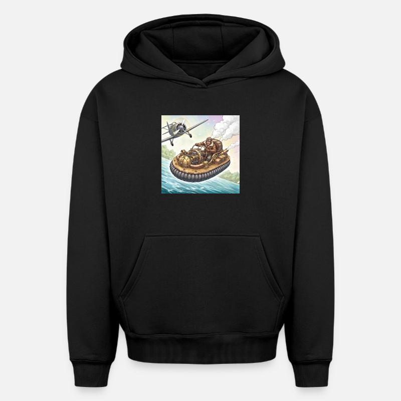 Steampunk-Luftboot-Flussjagd - Oversized Heavyweight Unisex Hoodie - Schwarz