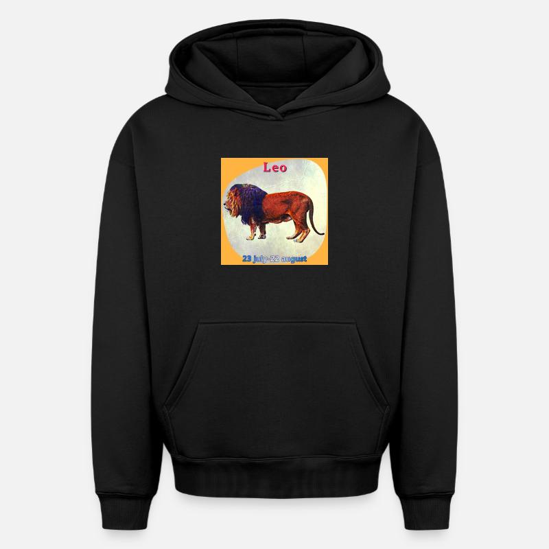 lion - Sweat à capuche unisexe oversize épais SPREAD - noir