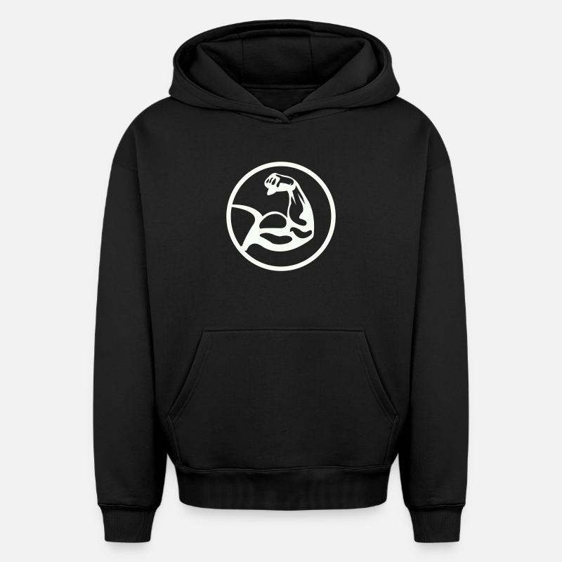 Biceps Noir Blanc - Sweat à capuche unisexe oversize épais SPREAD - noir