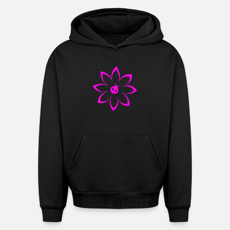 Fleur - Sweat à capuche unisexe oversize épais SPREAD - noir
