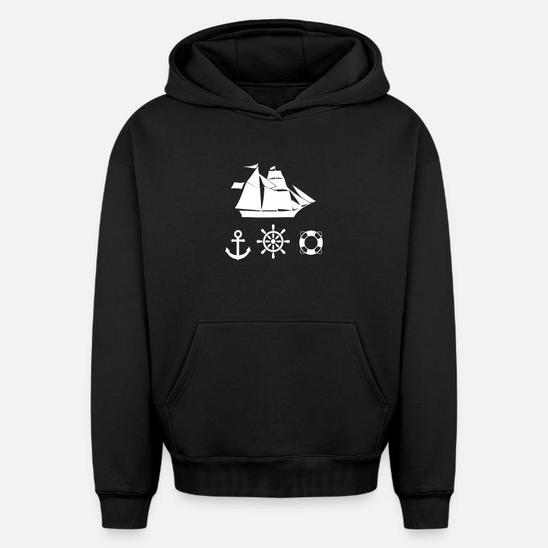 Voile - Sweat à capuche unisexe oversize épais SPREAD - noir