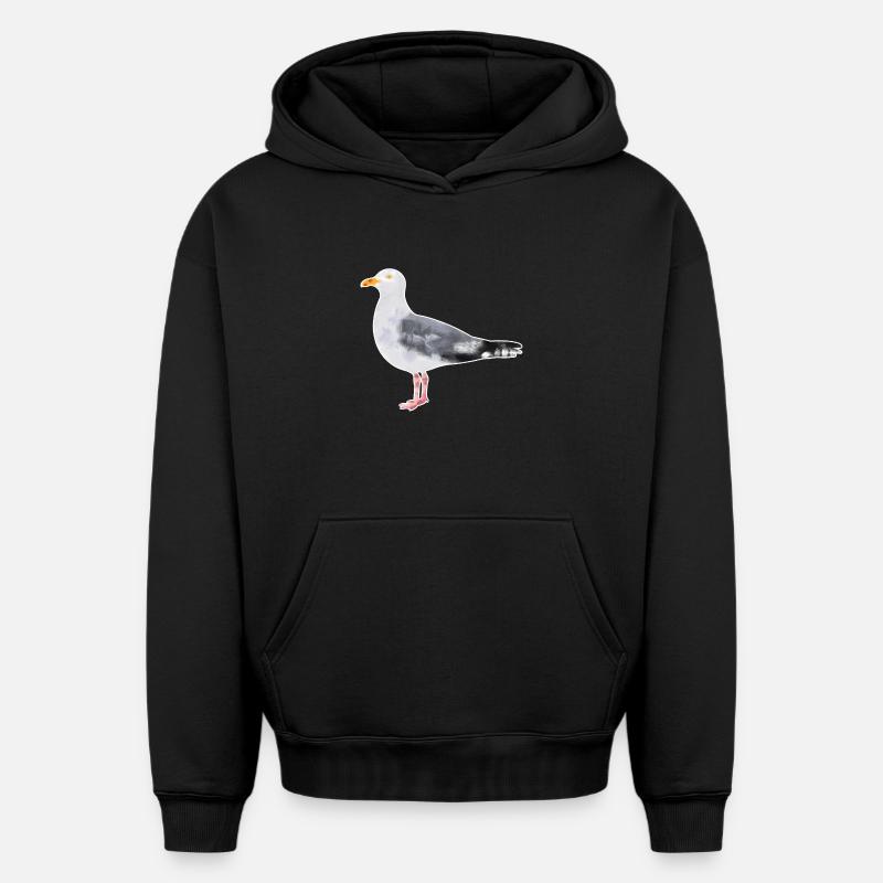 Mouette argentée.1 - Sweat à capuche unisexe oversize épais SPREAD - noir