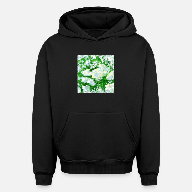 Peintures de sureau - Sweat à capuche unisexe oversize épais SPREAD - noir