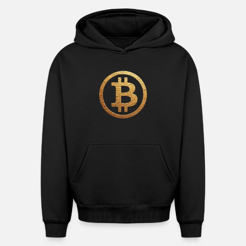 Symbole or Bitcoin - Sweat à capuche unisexe oversize épais SPREAD - noir