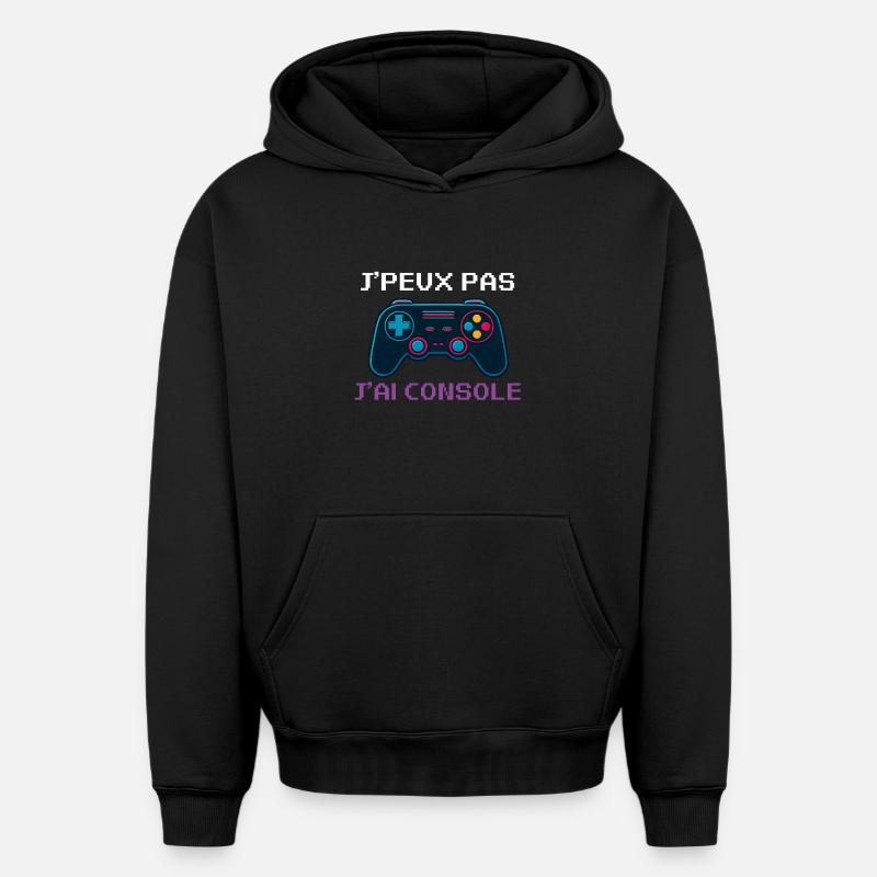 j'peux Pas j'ai Console - Sweat à capuche unisexe oversize épais SPREAD - noir