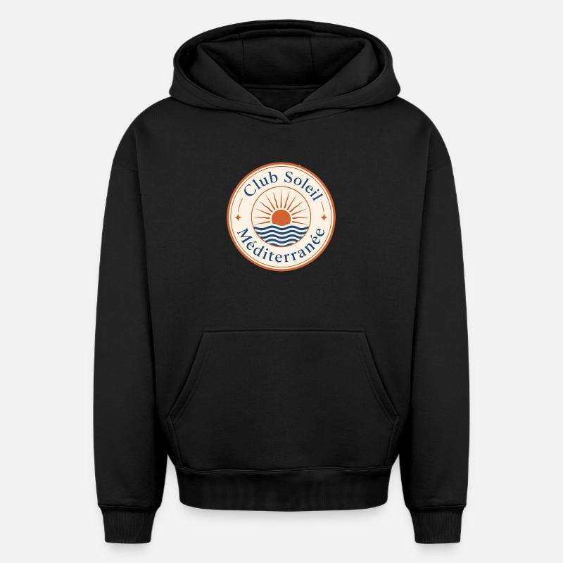 Soleil Méditerranée Club - Sweat à capuche unisexe oversize épais SPREAD - noir