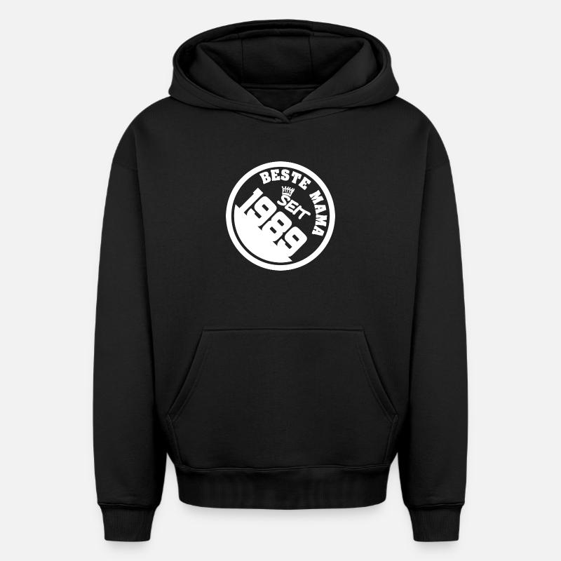 Mama 1989 - Sweat à capuche unisexe oversize épais SPREAD - noir