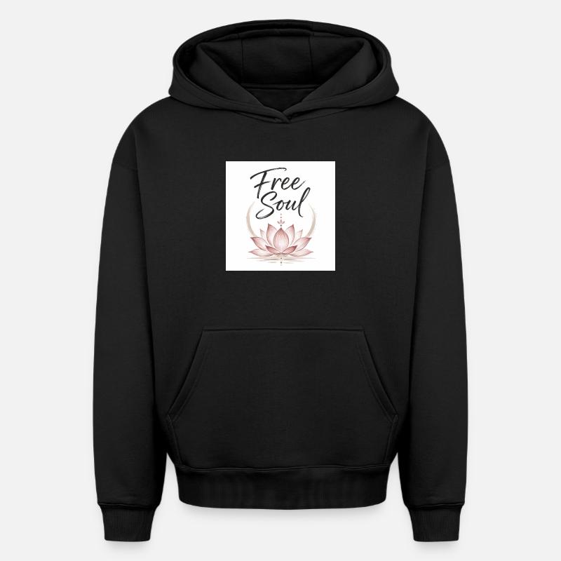 Fleur de Lotus de l’Âme Libre - Sweat à capuche unisexe oversize épais SPREAD - noir