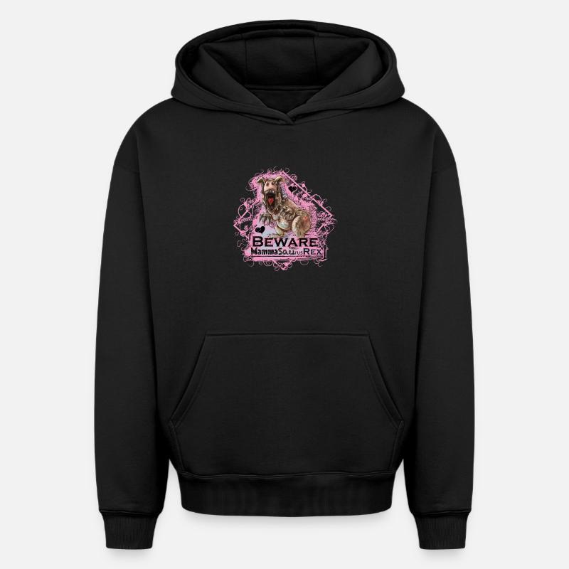 Mamasaurusrex - Sweat à capuche unisexe oversize épais SPREAD - noir